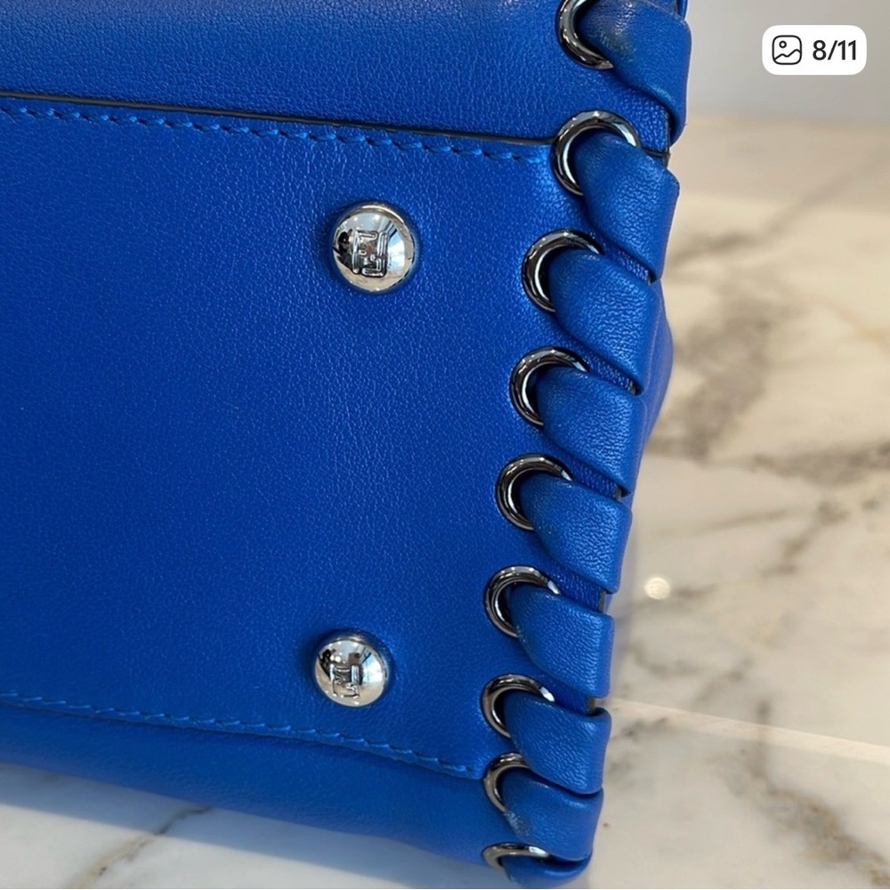 Fendi Peekaboo Cobalt Blue Whipstitch Leather Top Handle Crossbody Bag authentic - Picture 8 of 11